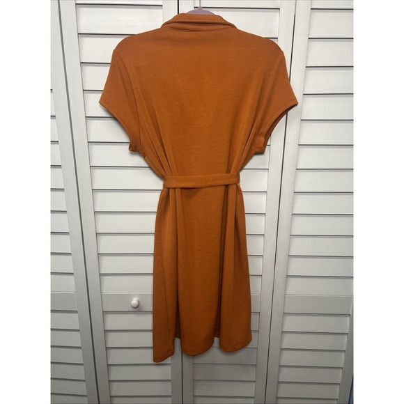 The Limited Short Sleeve V-Neck Belted Utility Knit Dress Size XL Orange - Picture 8 of 8
